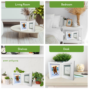 Green Pollywog | Paw Print Pet Keepsake Hinge Photo Frame + Clay Print Kit | Tabletop Photo Frame + Extra-Large Air-Dry Clay Imprint Kit | 4 x 6 Picture Openings