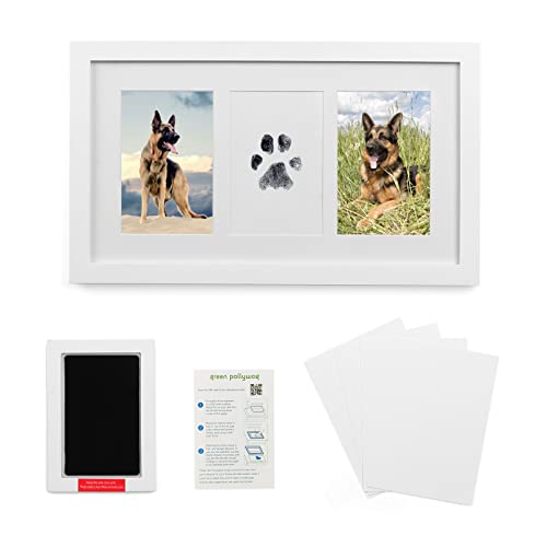 Paw Print Frame Kit - Dog Paw Print Kit and Cat Paw Print Kit for All Breeds - Pet Memorial Picture Frame, Mess Free Clean Touch Ink Pad, Pawprint Cards - Personalized Memory Keepsake - Pet Loss Gifts