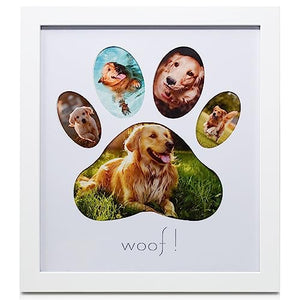 Green Pollywog | 5-Opening Paw Print Collage Frame | Paw Print Picture Frame | Dog Frame for Pictures | Dog Mom Frame | Dog Dad Frame | Dog Paw Print Gifts | Pet Memorial Picture Frame | Pawprint Frame