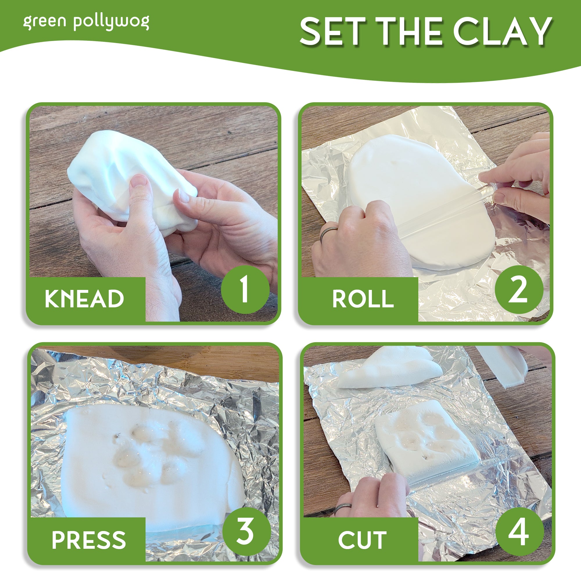 Green Pollywog | Paw Print Pet Keepsake Hinge Photo Frame + Clay Print Kit | Tabletop Photo Frame + Extra-Large Air-Dry Clay Imprint Kit | 4 x 6 Picture Openings