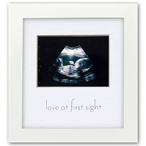 Sonogram Picture Frame - White Wooden Baby Ultrasound Photo Frame, Cute Nursery Decor, Pregnancy Gift and Keepsake for Expecting Moms