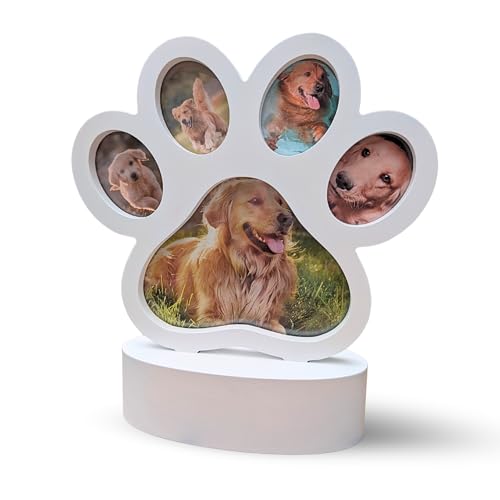 Green Pollywog | Pet Frame | Dog/Cat Picture Frame Keepsake (5 Opening Paw Print with Curved Base)