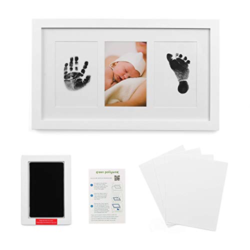 Baby Handprint and Footprint Kit in Elegant White Natural Wood